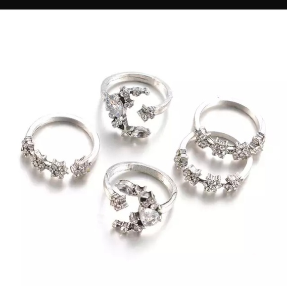 5 Boho chic crystal r6ing set - Picture 2 of 7